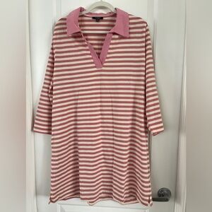 Isaac Mizrahi Pink and Cream Striped shirt dress all cotton never worn